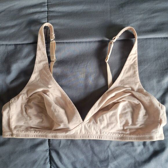 Hanro Cotton Sensation Soft Cup Bra New Women 38A Wireless beige 1387 - Picture 1 of 5